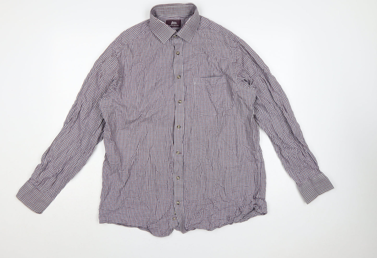 Marks and Spencer Men's Multicolour Check Shirt 16 Slim Fit