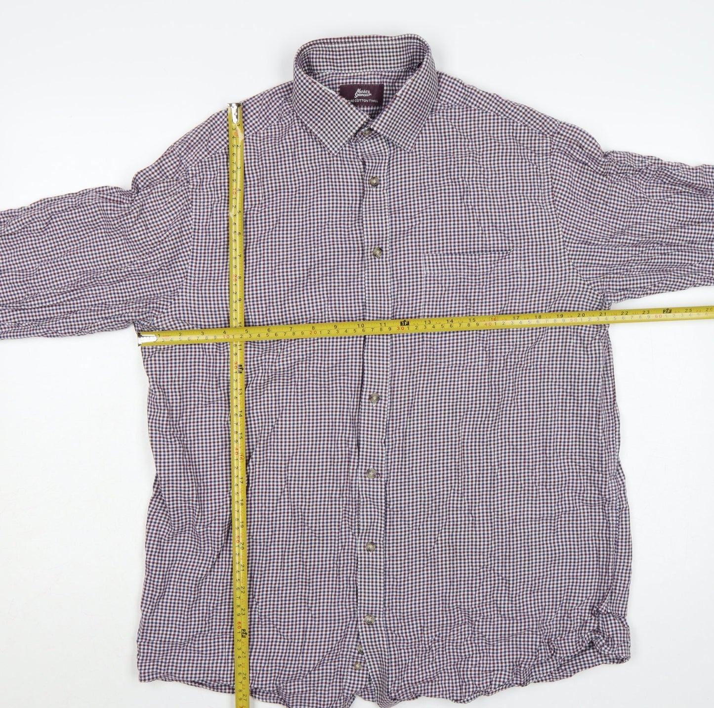 Marks and Spencer Men's Multicolour Check Shirt 16 Slim Fit