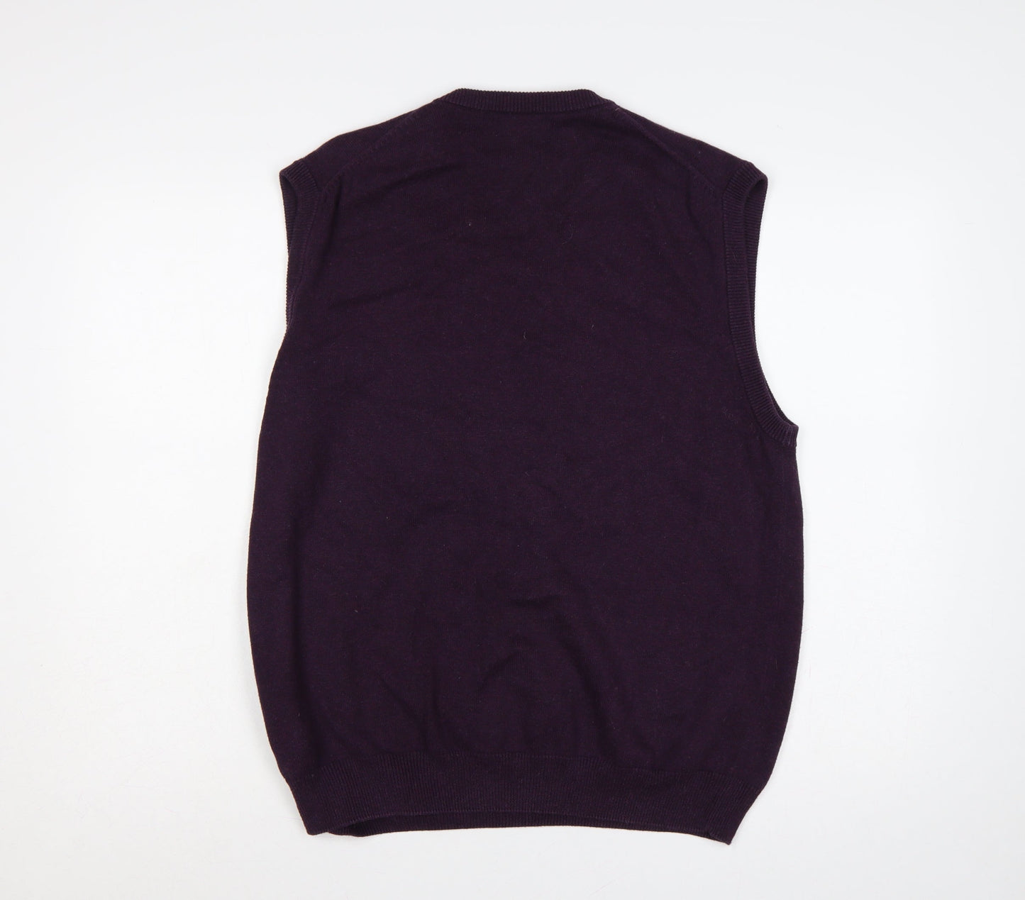Marks & Spencer Men’s Purple L Pure Cotton V-Neck Knit Vest Jumper