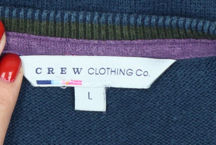 Crew Clothing Co Men's Navy L Cotton Cashmere V-Neck Pullover Jumper