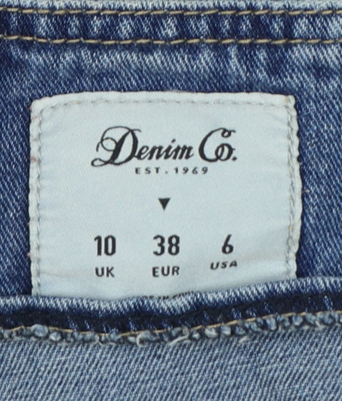 Denim Co. Women Blue UK 10 Denim Pinafore Mini Dress Pockets