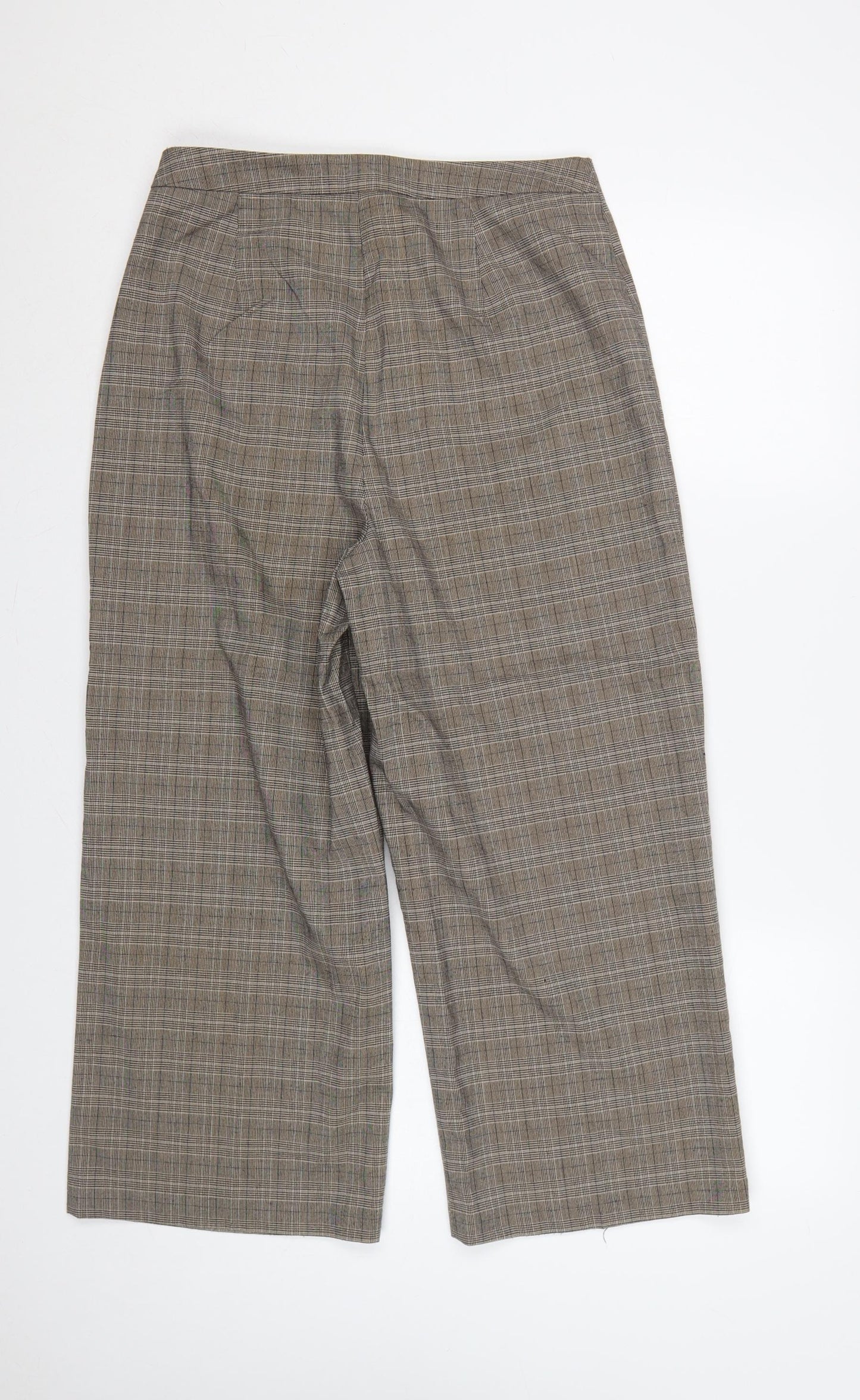 New Look Women’s Brown Check Wide-Leg Trousers UK 12 Smart Workwear