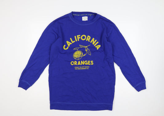 Next Women Blue UK 6 California Oranges Graphic Print Crew Sweatshirt