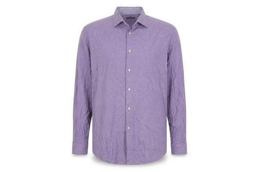 Next Men's Purple 16.5 Regular Fit Cotton Linen Formal Dress Shirt