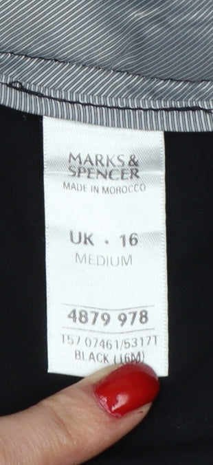 Marks & Spencer Women Black UK 16 Straight Leg Lined Trousers
