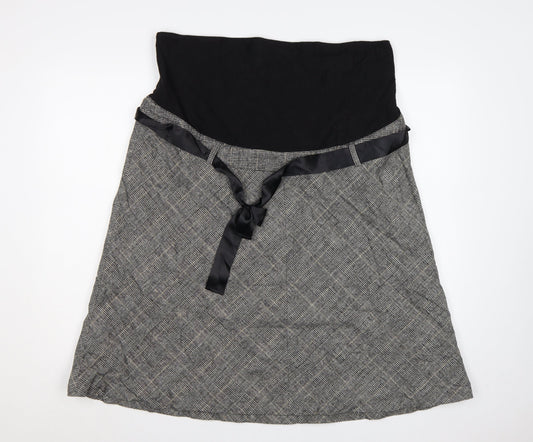 H&M Mama Women’s Grey Check Maternity A-Line Knee Length Skirt UK 16