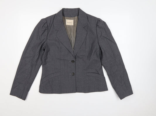 Carnegie Court Women’s Grey Pinstripe Wool Blazer UK 16 Tailored