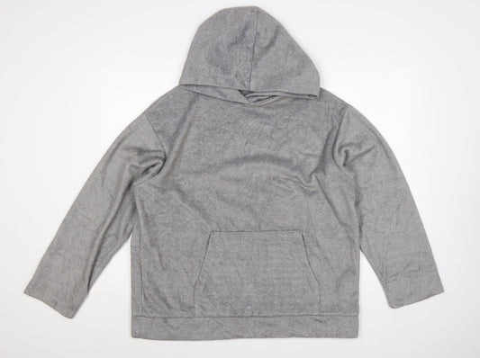 Zara Trafaluc Women Grey M Velour Hooded Pullover Hoodie