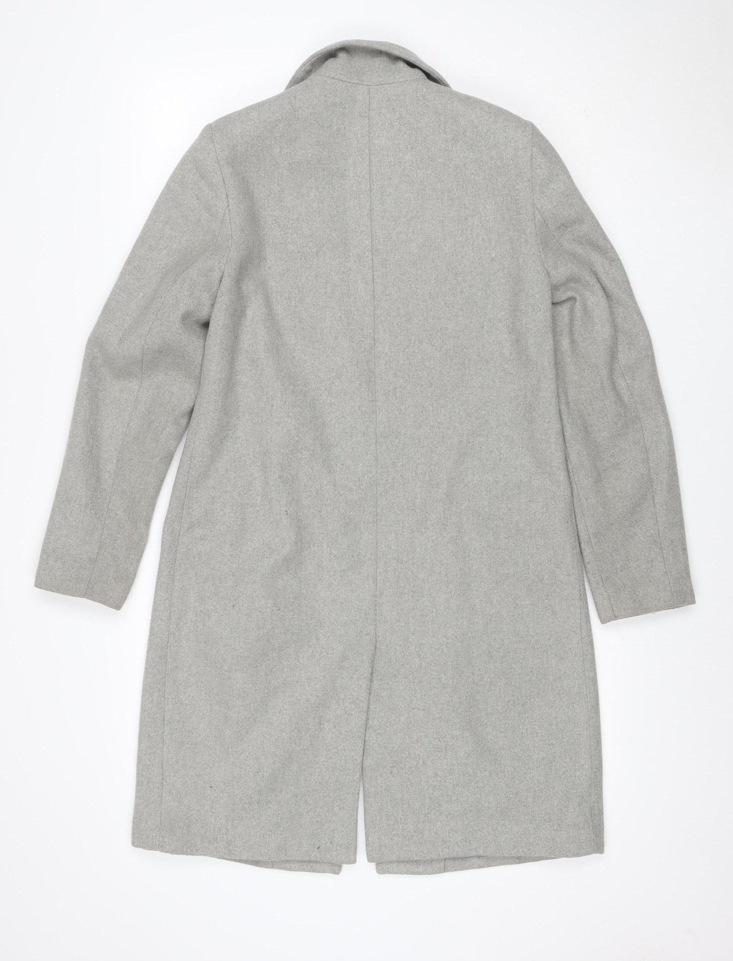 New Look Women Grey UK 8 Long Single-Breasted Wool Blend Overcoat