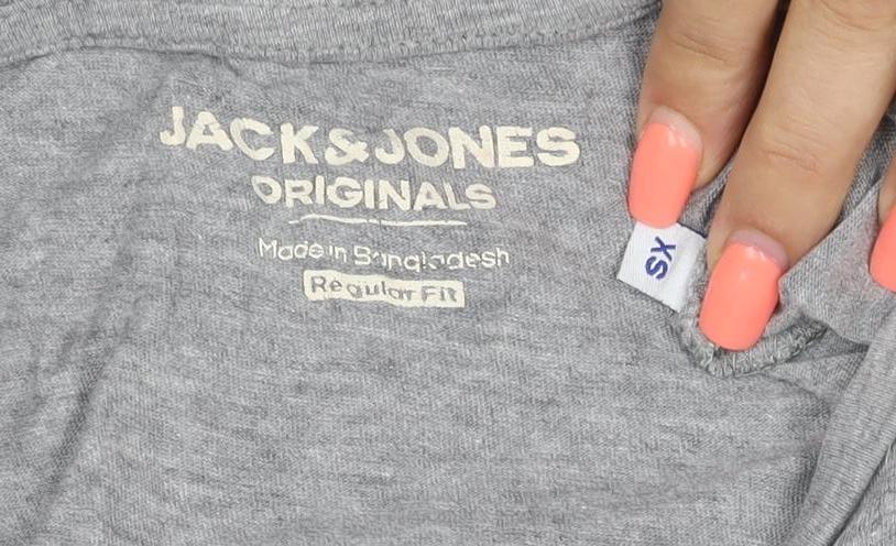 Jack & Jones Men’s Grey XS Crew Neck Logo Jersey T-Shirt