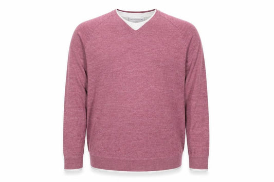 Burton Men Pink 2XL V-Neck Layered Knit Pullover Jumper