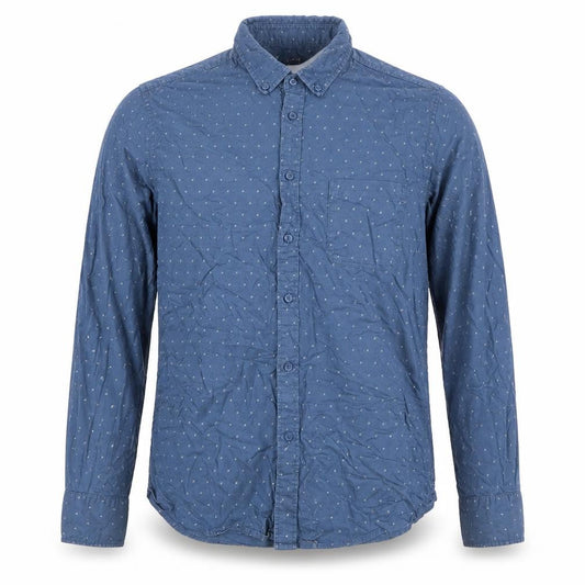 Dunnes Men Blue L Cotton Geometric Button-Down Long Sleeve Shirt