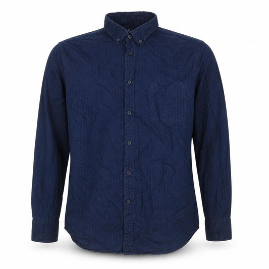 Dunnes Men Blue Large Geometric Button-Down Cotton Shirt