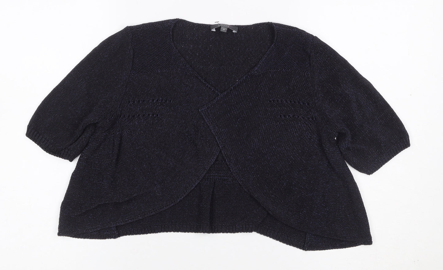 Per Una Women's Black Size 10 Wrap V-Neck 3/4 Sleeve Knit Jumper