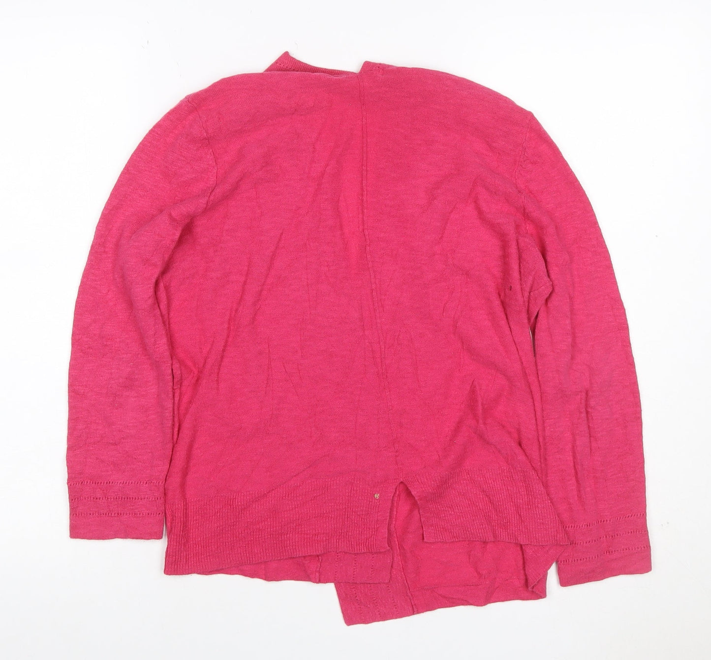White Stuff Women Pink UK 10 Open Linen Blend Cardigan Long Sleeve