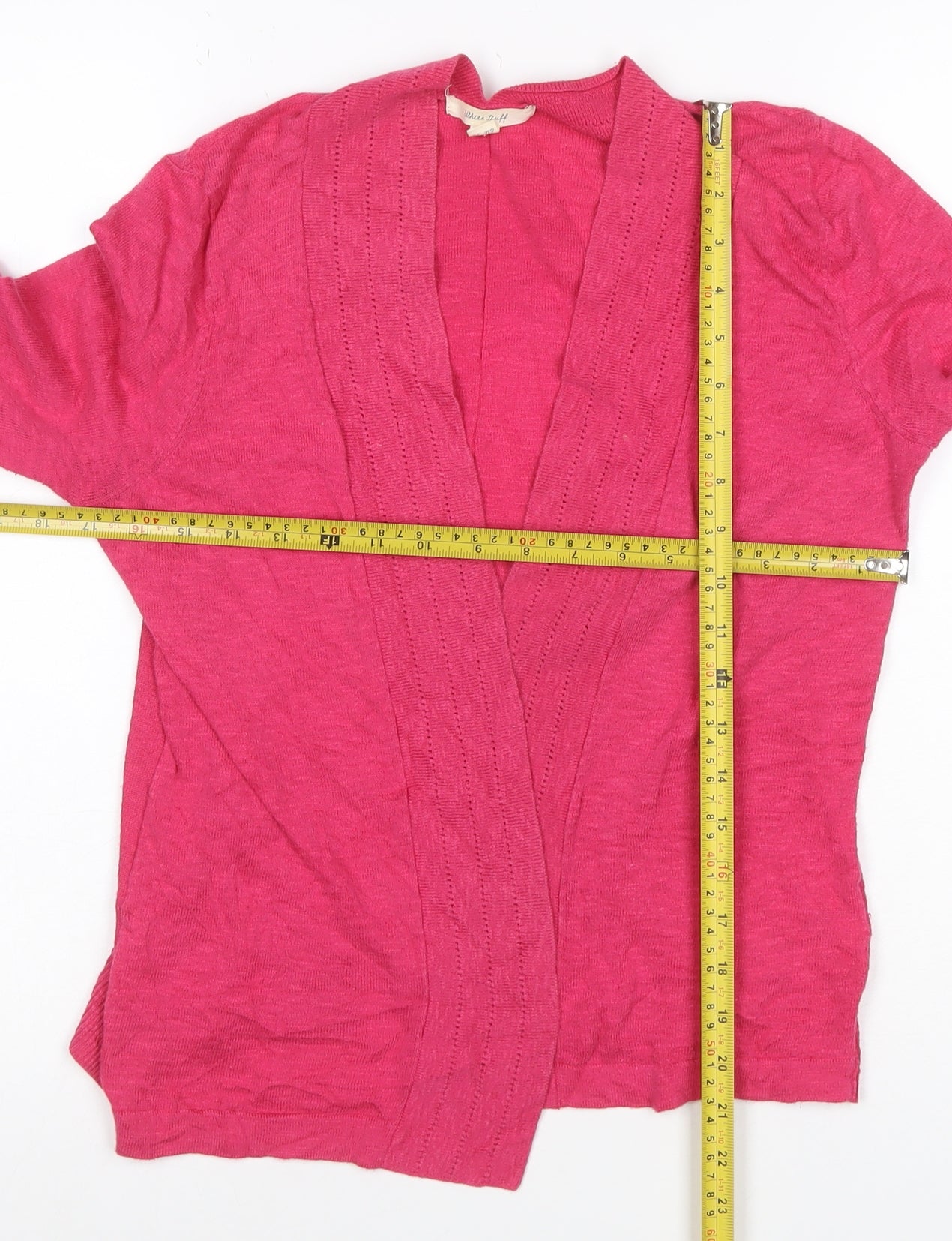 White Stuff Women Pink UK 10 Open Linen Blend Cardigan Long Sleeve