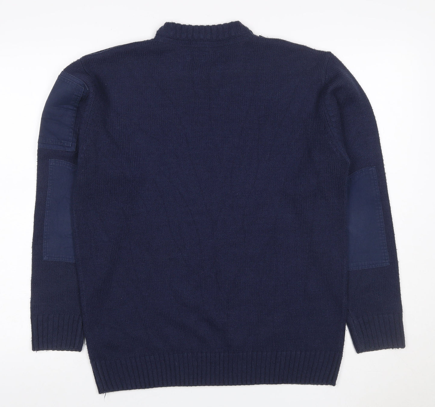 Workwear Men's Blue M Acrylic Crew Neck Shoulder Zip Pullover Jumper
