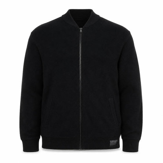 Hollister Men’s Black XL Full Zip Knit Jumper High Neck Pockets