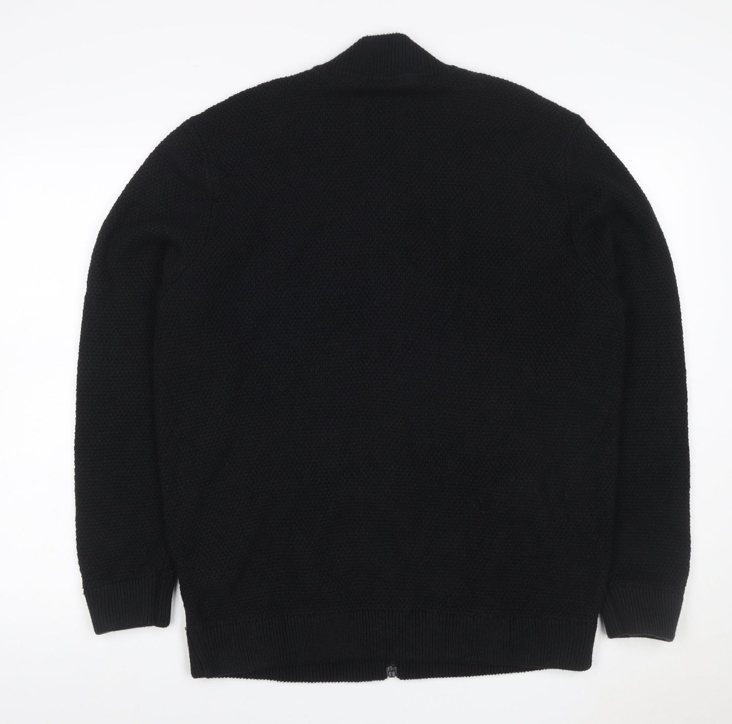 Hollister Men’s Black XL Full Zip Knit Jumper High Neck Pockets
