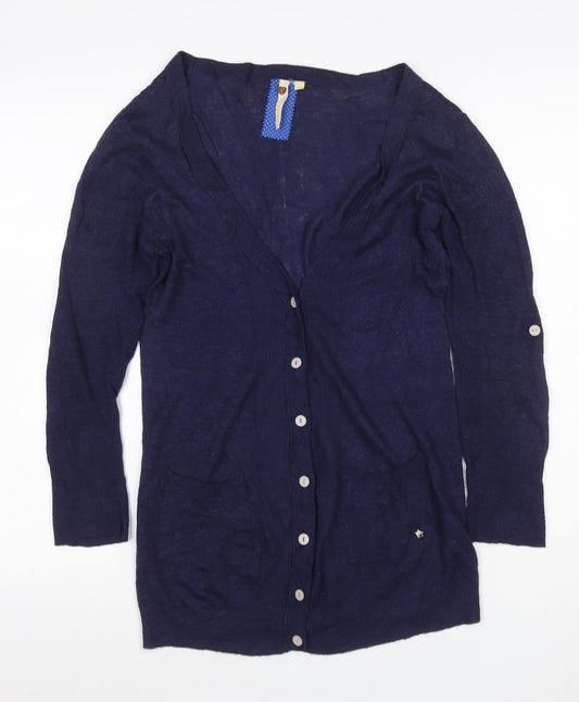 Lily & Me Women’s Blue Size 10 Linen Blend V-Neck Cardigan