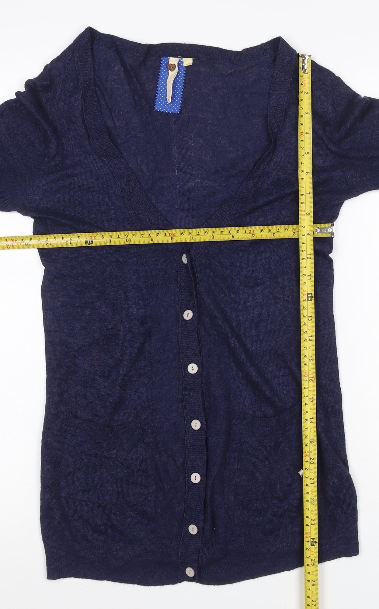 Lily & Me Women’s Blue Size 10 Linen Blend V-Neck Cardigan