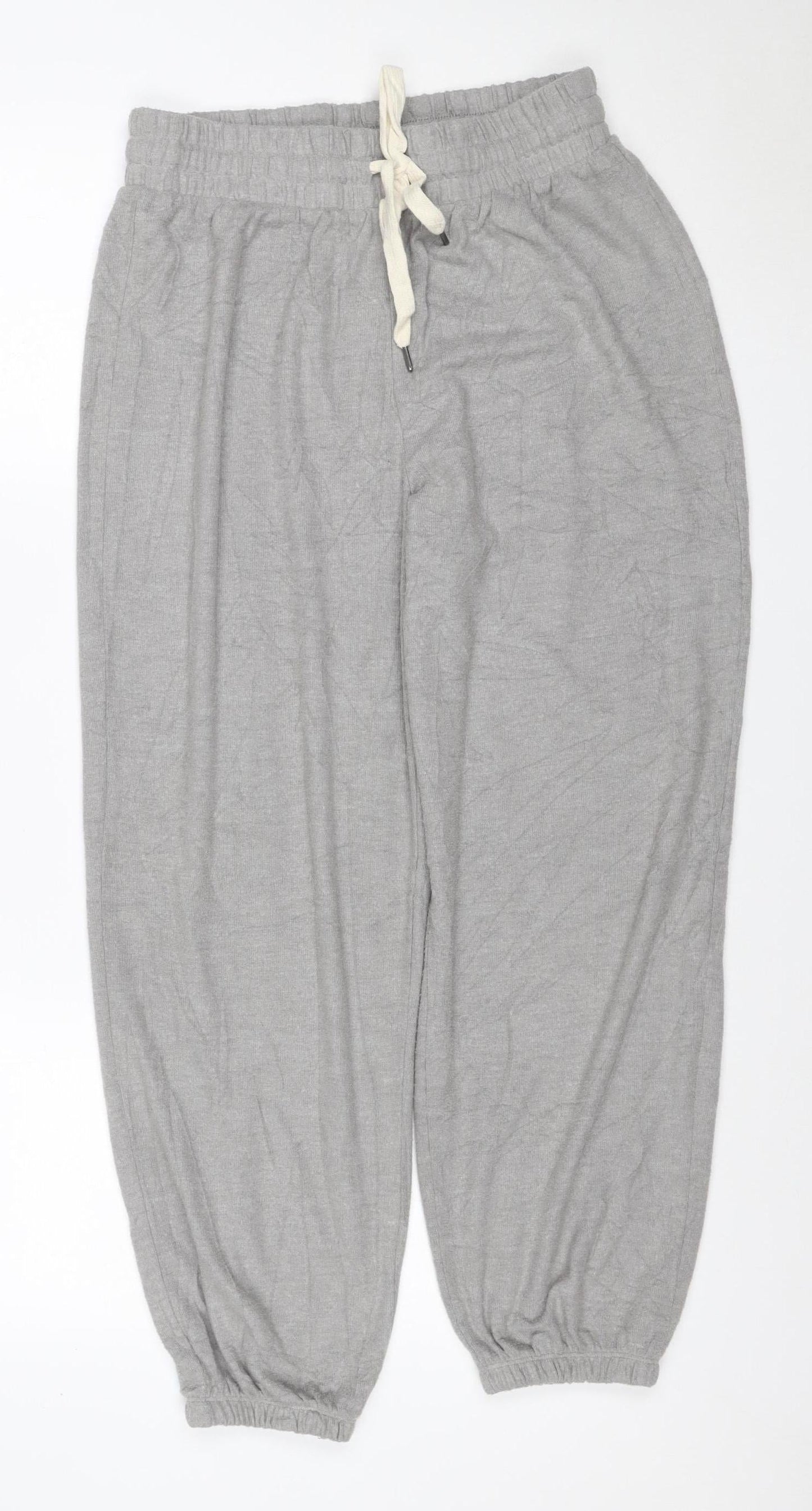 Wet Seal Women Grey S Jogger Trousers Linen Blend Drawstring Cuffed