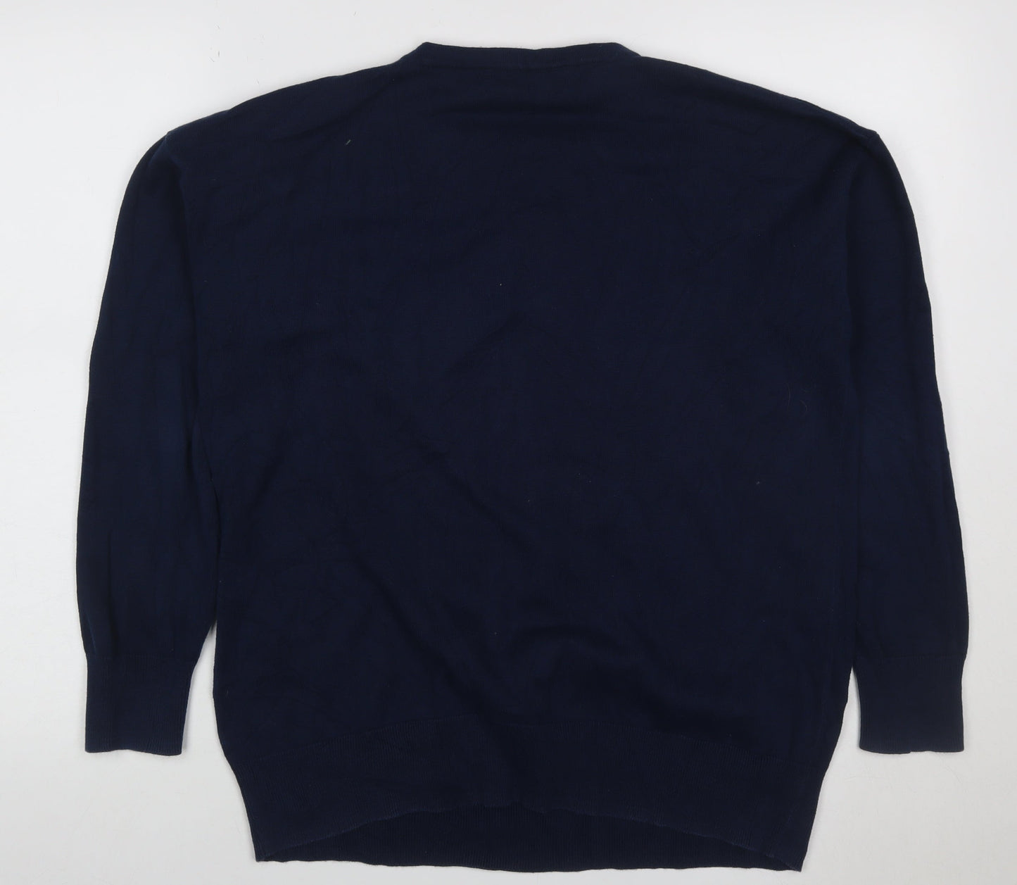 Maine New England Women’s Navy Heart Knit Jumper Size 14 Cotton