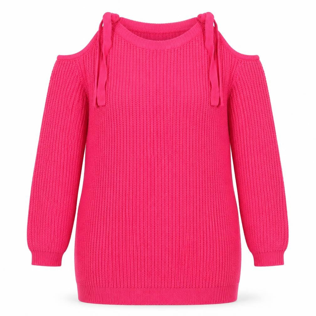 Capsule Women Pink UK 14 Cold Shoulder Long Sleeve Knit Tunic Jumper
