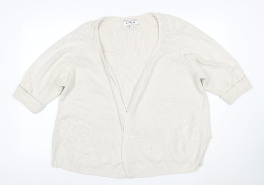 FatFace Women’s Ivory Size 14 Open V-Neck Cable Knit Cardigan