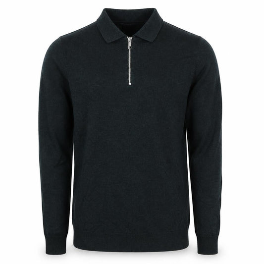 Next Men’s Black XS Henley Quarter Zip Cotton Knit Jumper