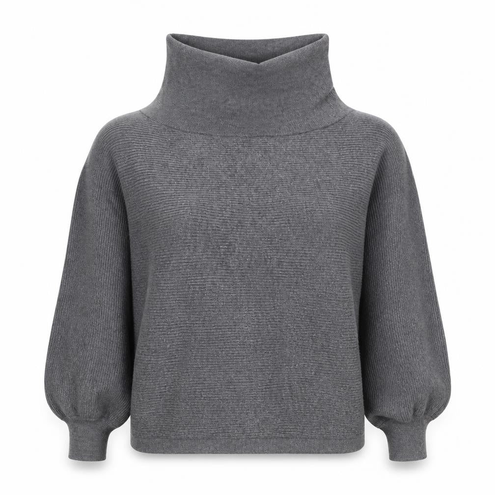 Zara Women Grey UK 8 Roll Neck Balloon Sleeve Knit Jumper