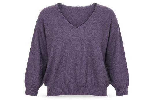 Marks & Spencer Per Una Women's Purple UK 8 V-Neck Knit Jumper