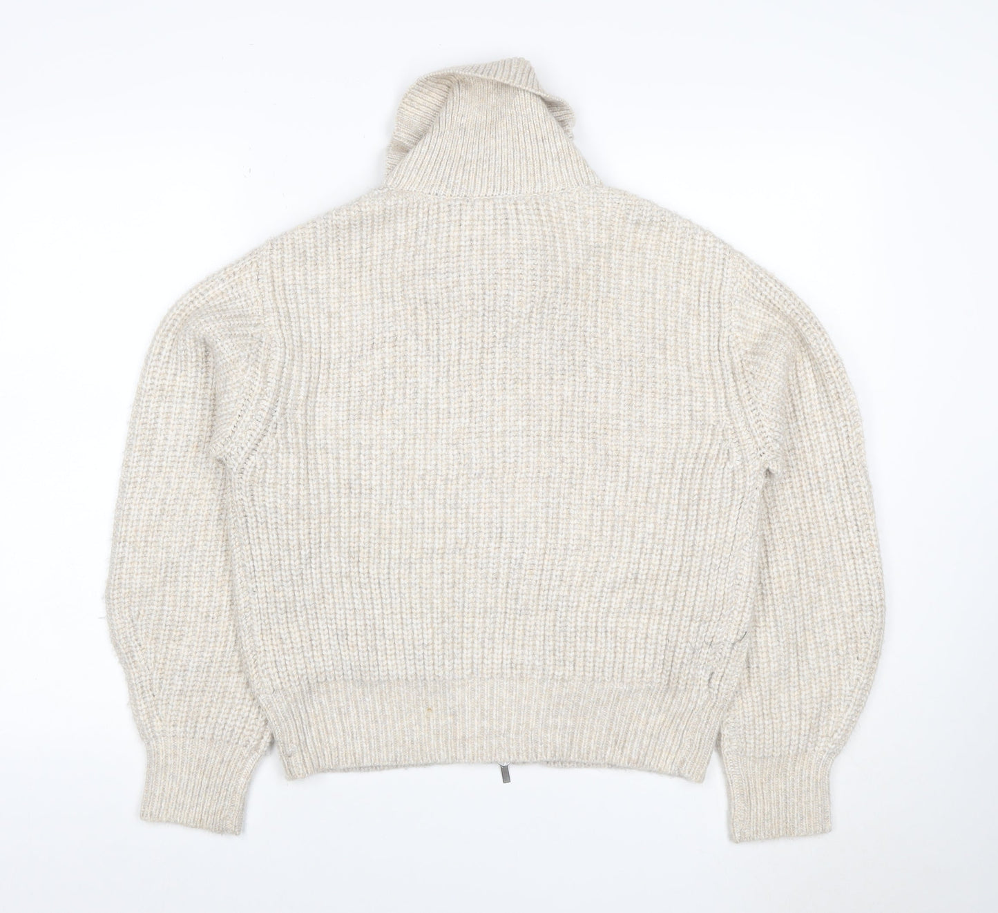 Marks and Spencer Women's Beige XS Full Zip Chunky Knit Cardigan