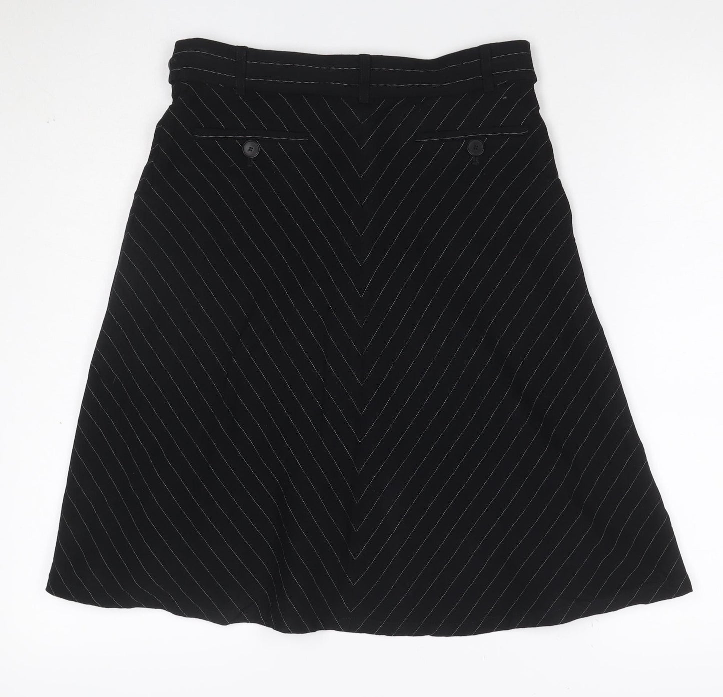 Jaeger Women’s Black Pinstripe UK 10 Knee Length Pencil Skirt