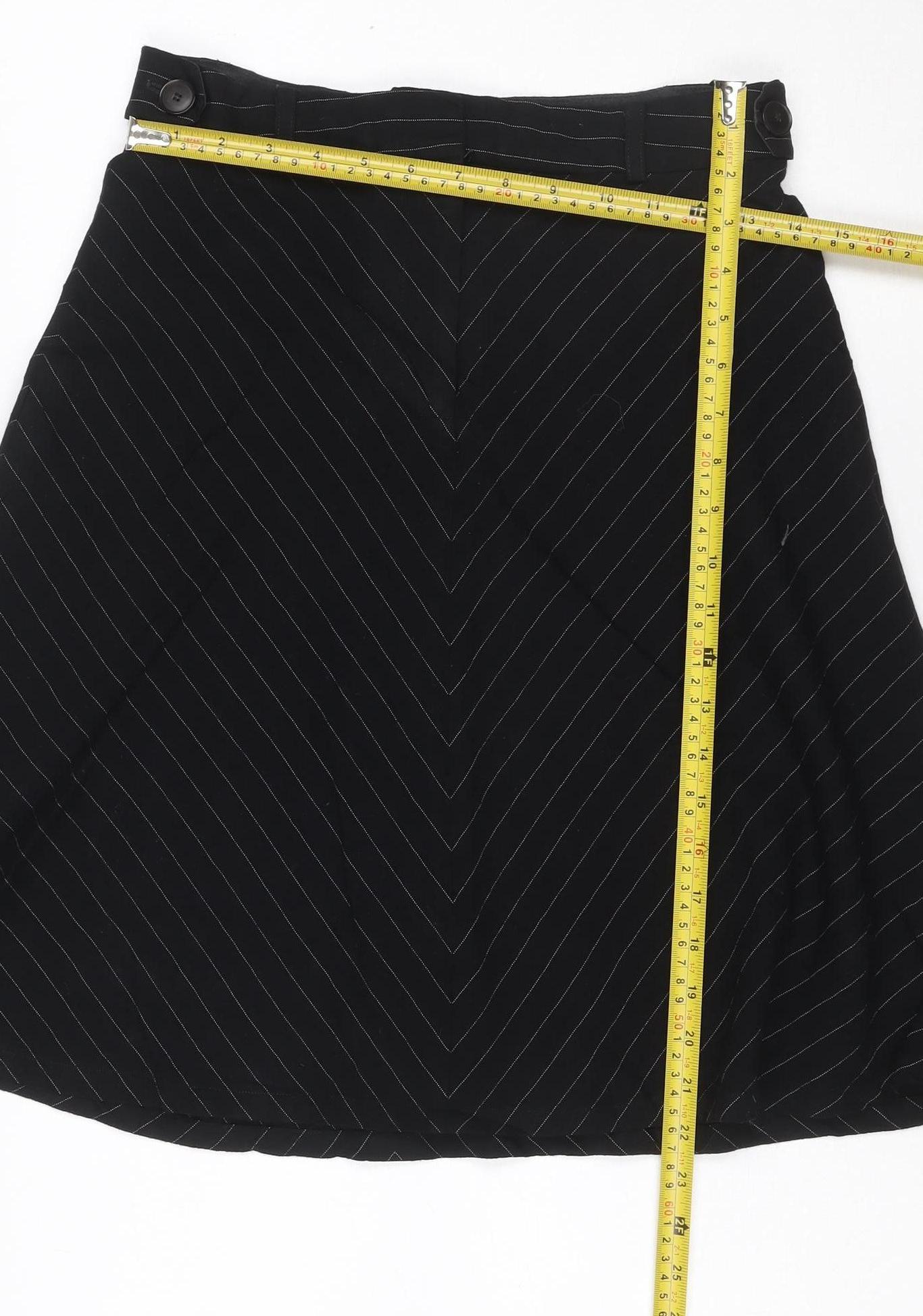 Jaeger Women’s Black Pinstripe UK 10 Knee Length Pencil Skirt