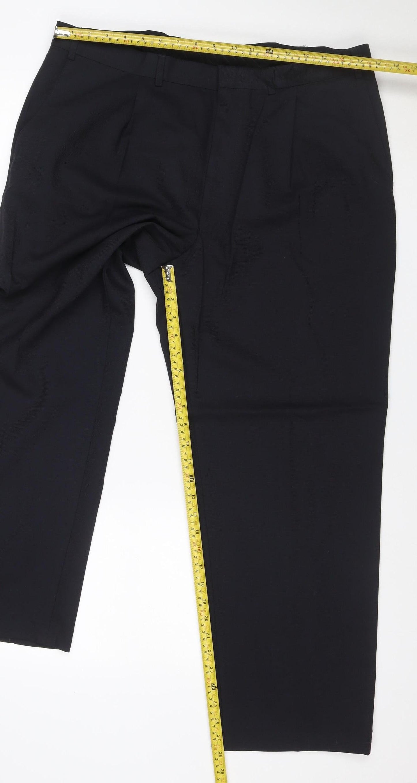 Marks and Spencer Men Black 38in Slim Wool Blend Dress Trousers
