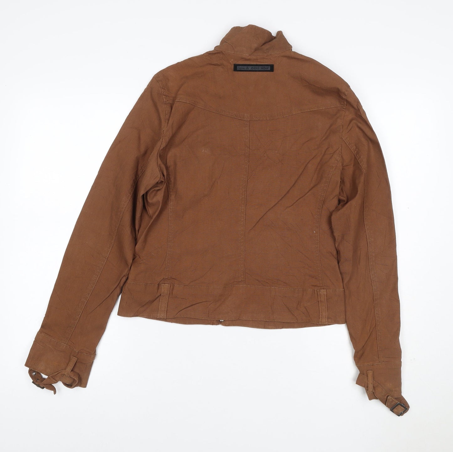 Claire.dk Jeans Wear Women’s Brown S Linen Blend Biker Jacket