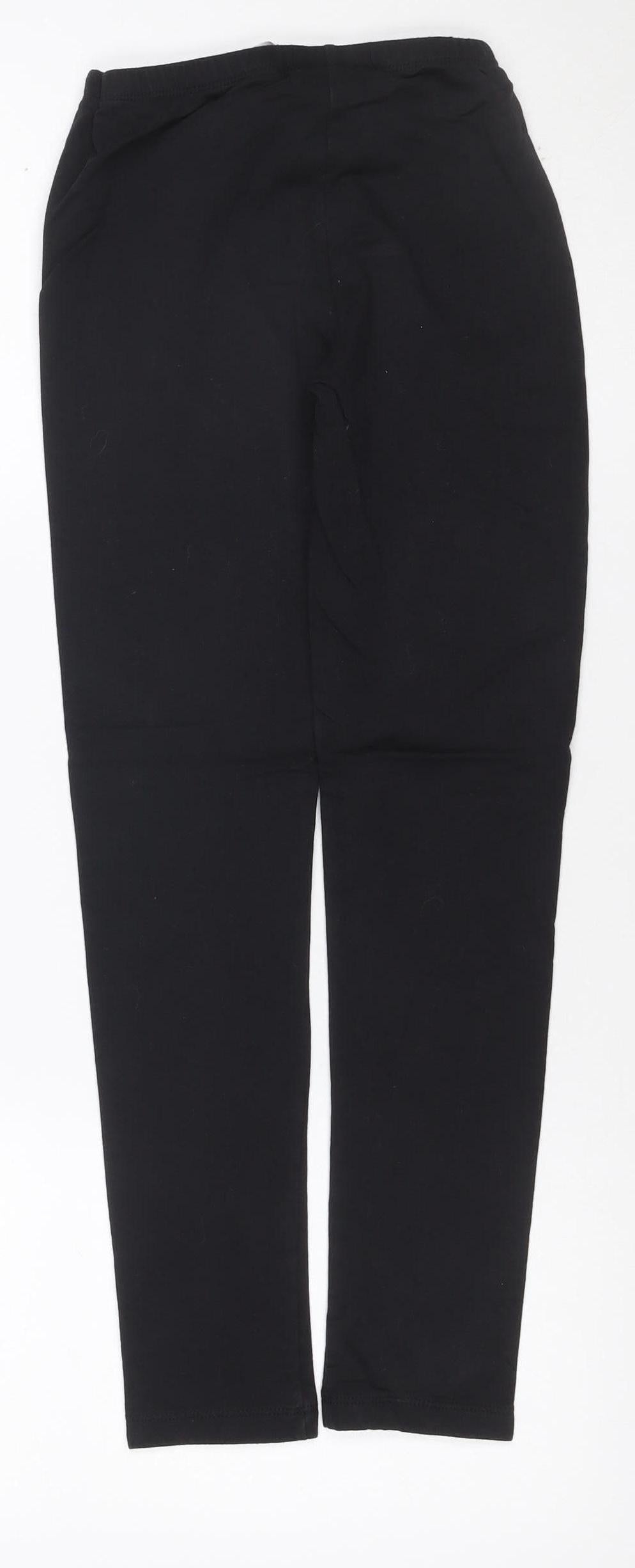 Champion Girls Black 11-12 Years Ankle Logo Stretch Leggings