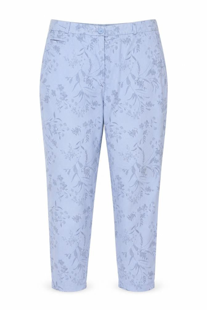 Marks & Spencer Women Blue Floral Slim Tapered Chino Trousers UK 16 Short