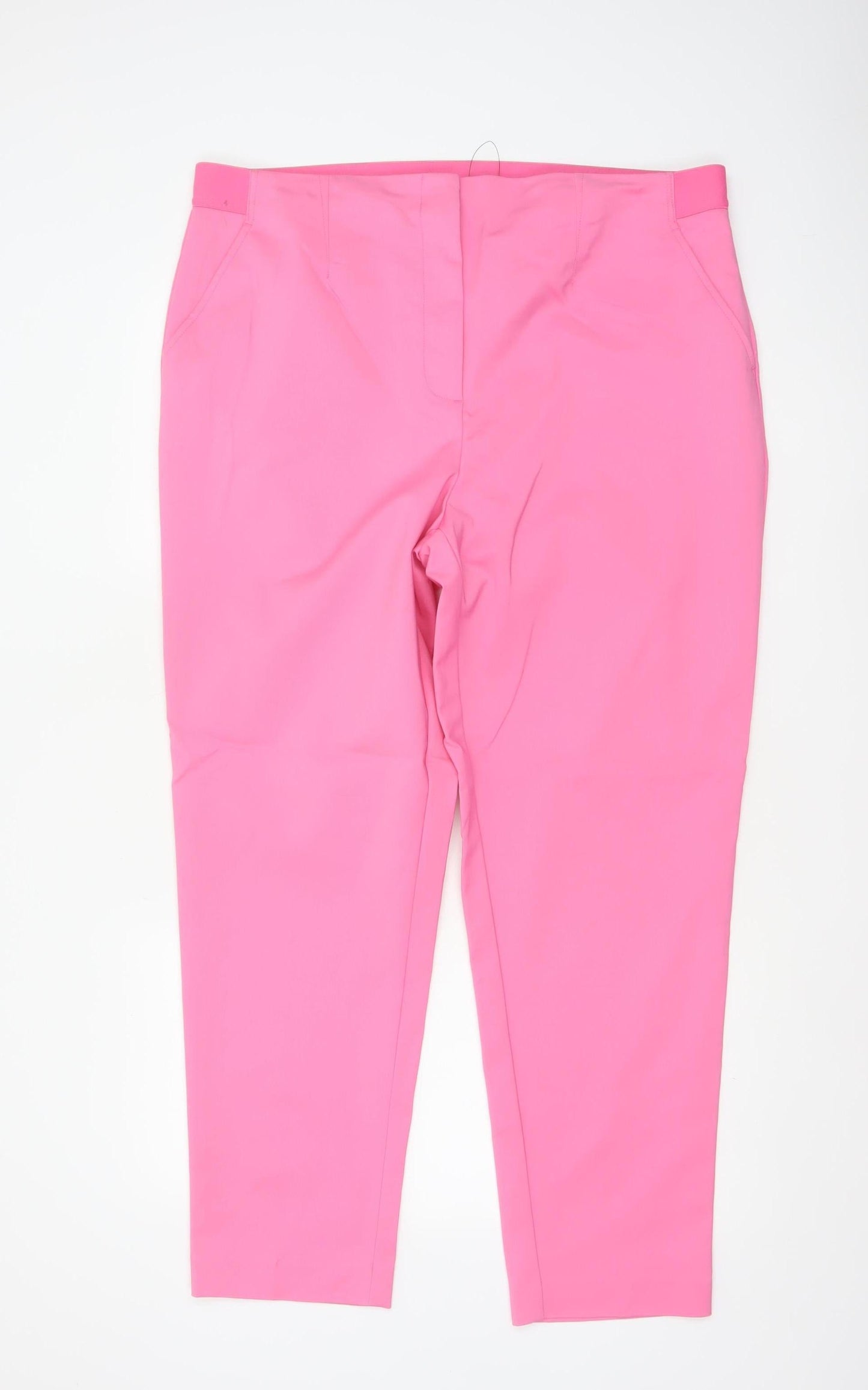 Marks & Spencer Women Pink UK 20 Long Tapered Stretch Trousers
