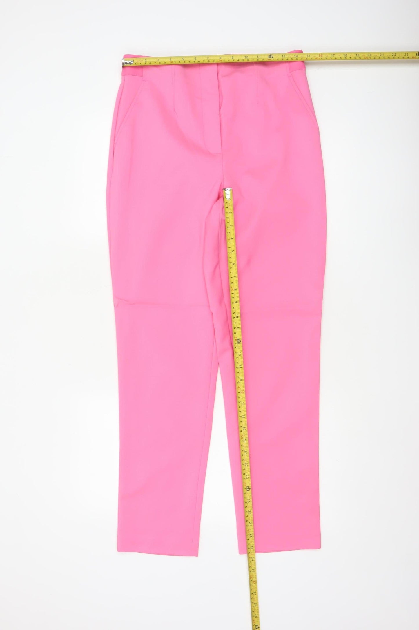 Marks & Spencer Women Pink UK 12 Long Tapered Tailored Trousers