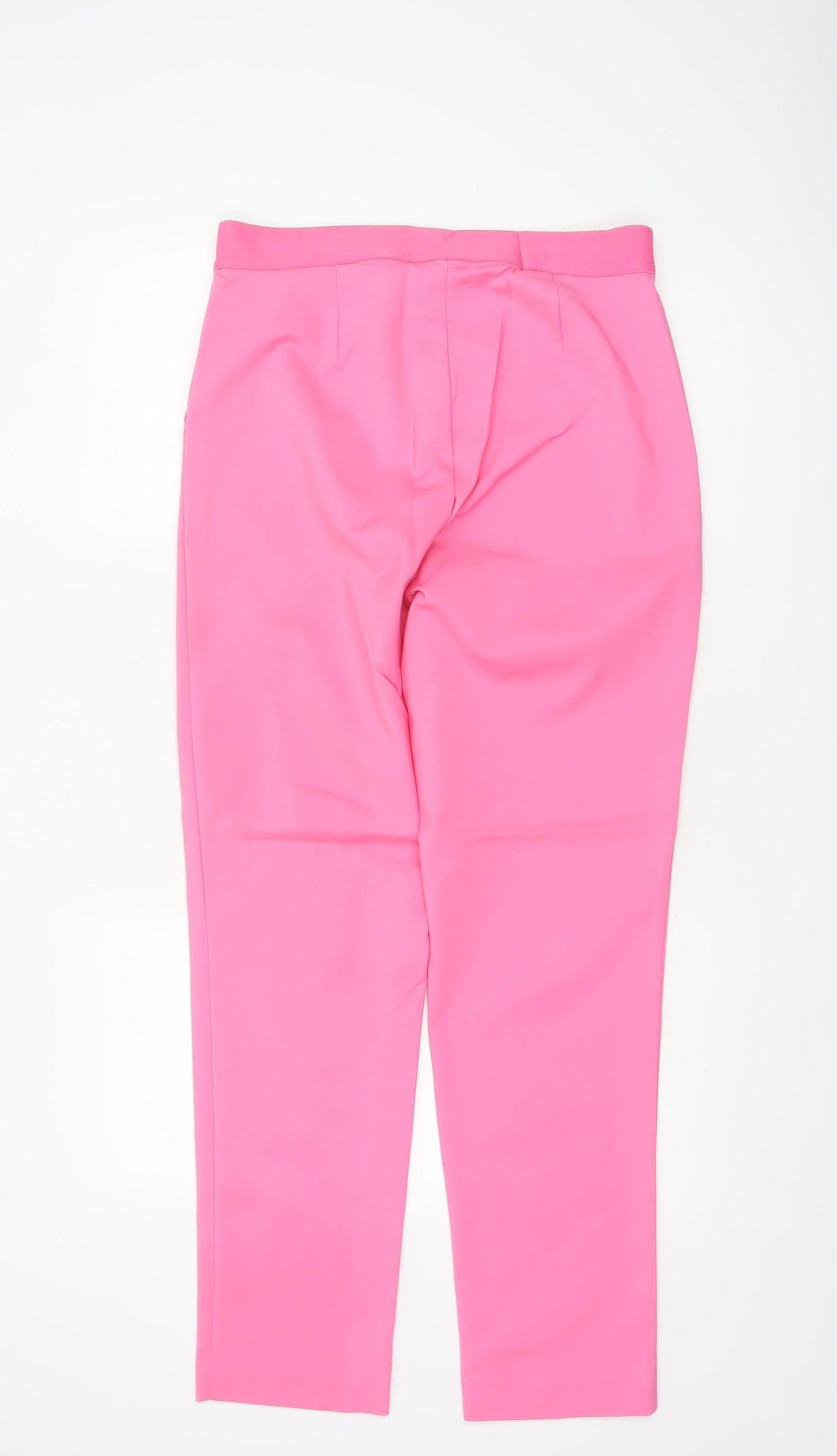 Marks & Spencer Women Pink UK 12 Long Tapered Tailored Trousers