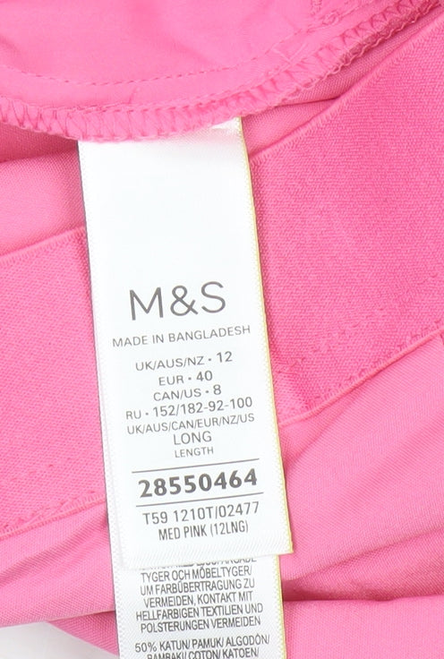 Marks & Spencer Women Pink UK 12 Long Tapered Tailored Trousers
