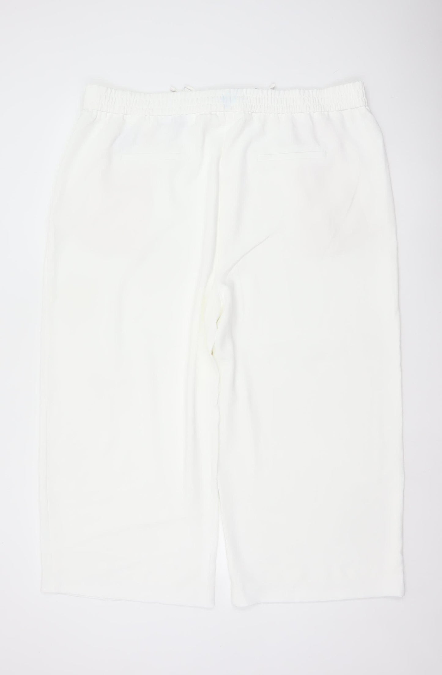 Marks & Spencer Women White Size 22 Wide-Leg Cropped Trousers