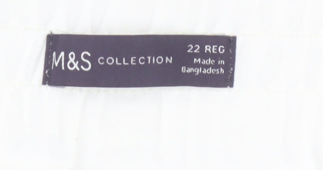 Marks & Spencer Women White Size 22 Wide-Leg Cropped Trousers