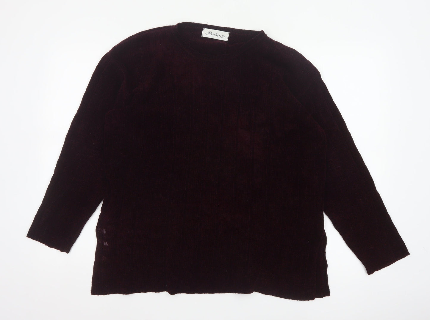Berkertex Women Purple Size 16 Rib Knit Raglan Sleeve Pullover Jumper