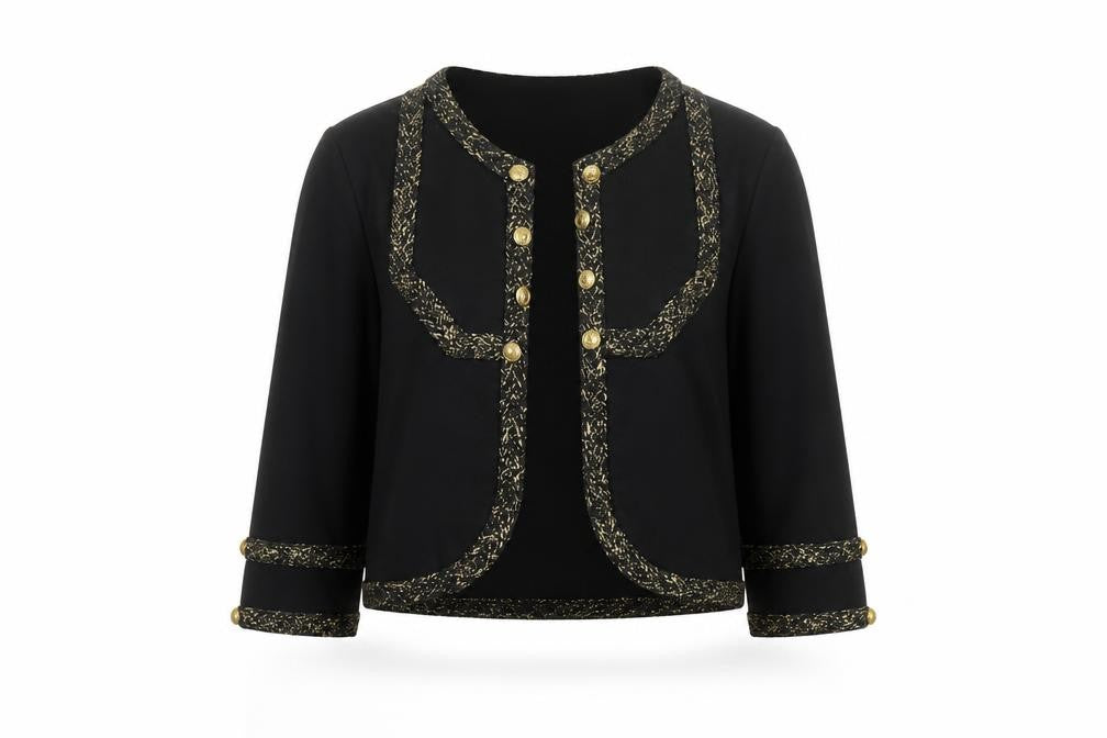 Marks & Spencer Women's Black UK 12 Military Gold Trim Jacket