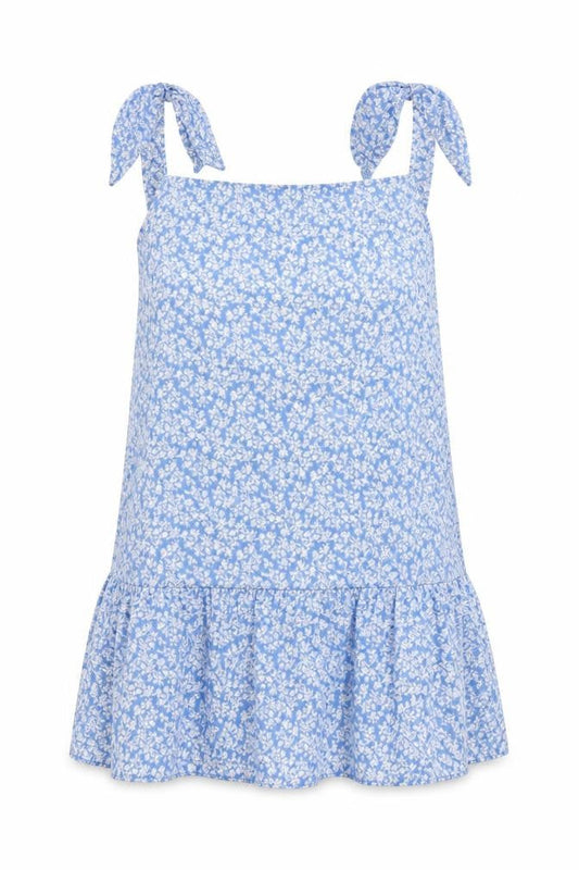 New Look Women Blue Floral Strappy Fit & Flare Short Dress UK 16