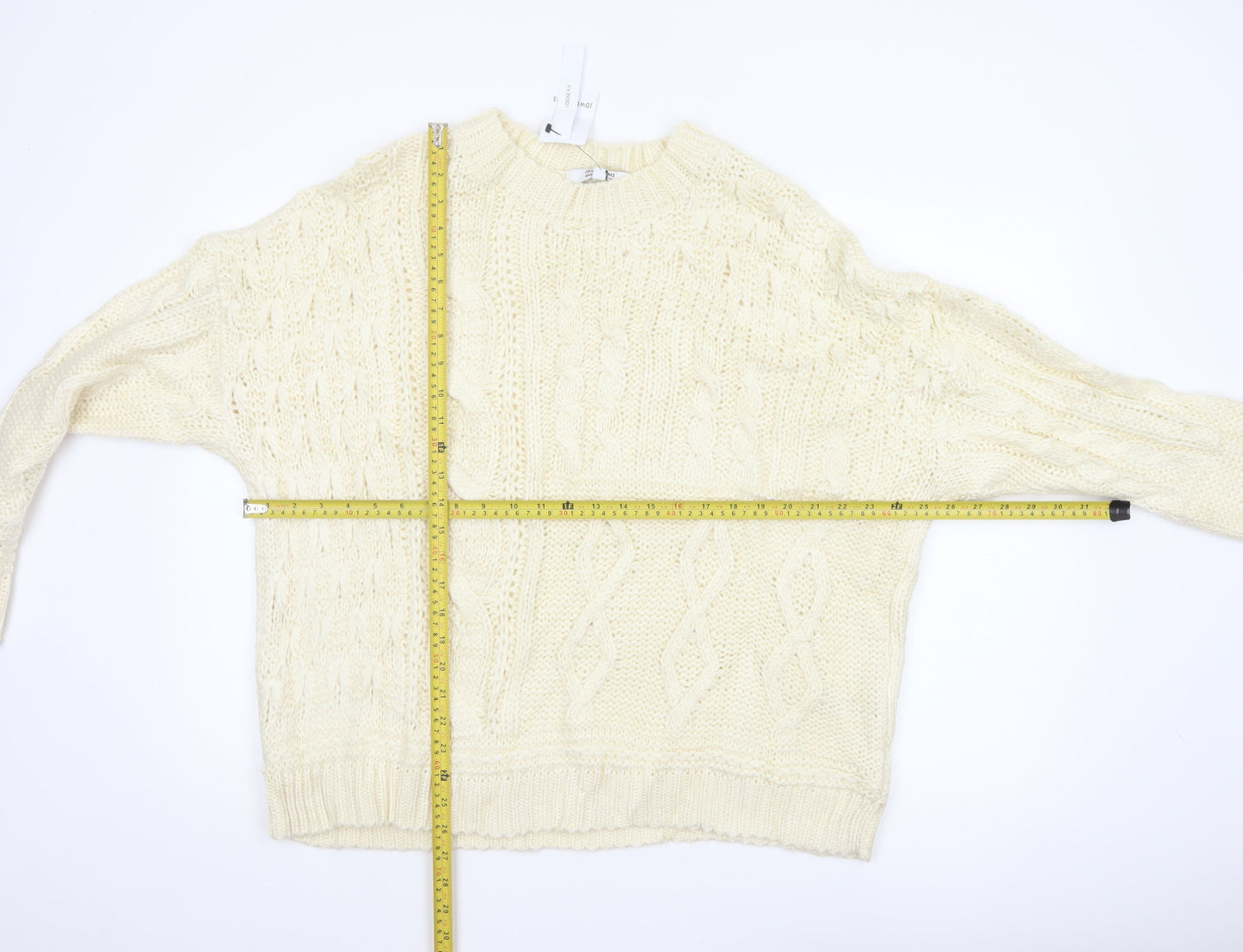 JD Williams Women Ivory Size 20 Cable Knit Crew Neck Jumper New