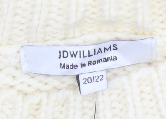JD Williams Women Ivory Size 20 Cable Knit Crew Neck Jumper New